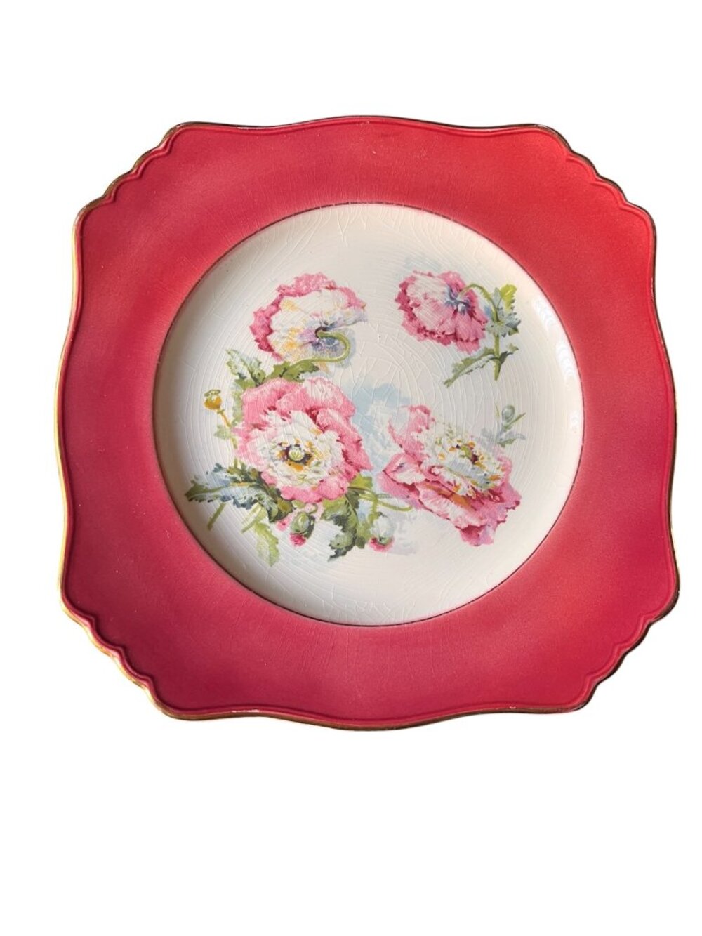 Royal Winton Grimwades 9" Floral Plate Pink Border Gold Trim England Replacement
